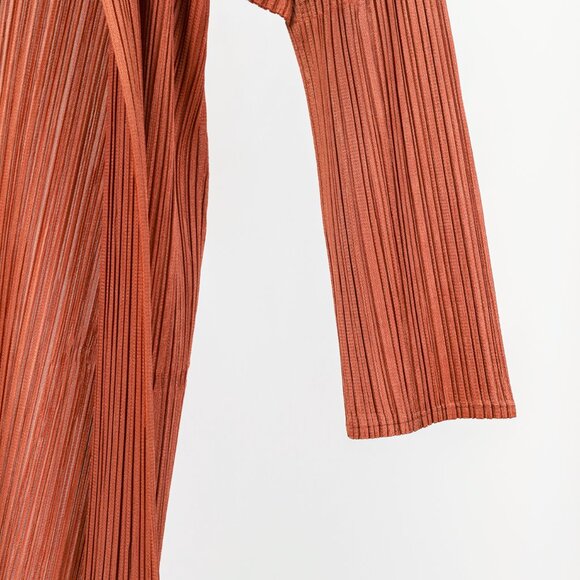Pleats Please Issey Miyake Terracotta Open-Front Cardigan - Picture 5 of 7